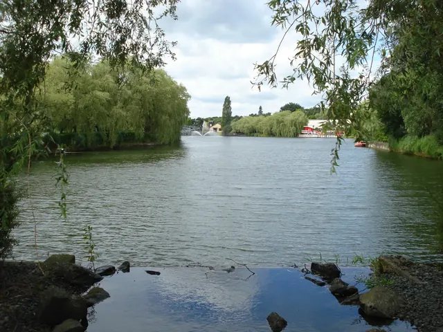 Het meer en de groene omgeving van Bobbejaanland