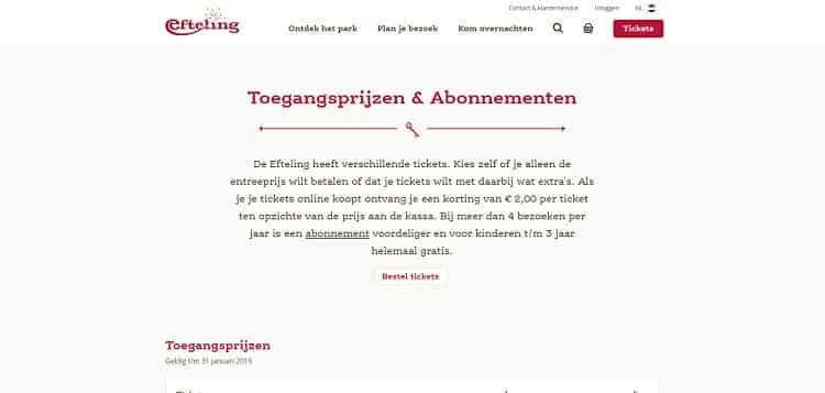 Toegangskaarten Efteling